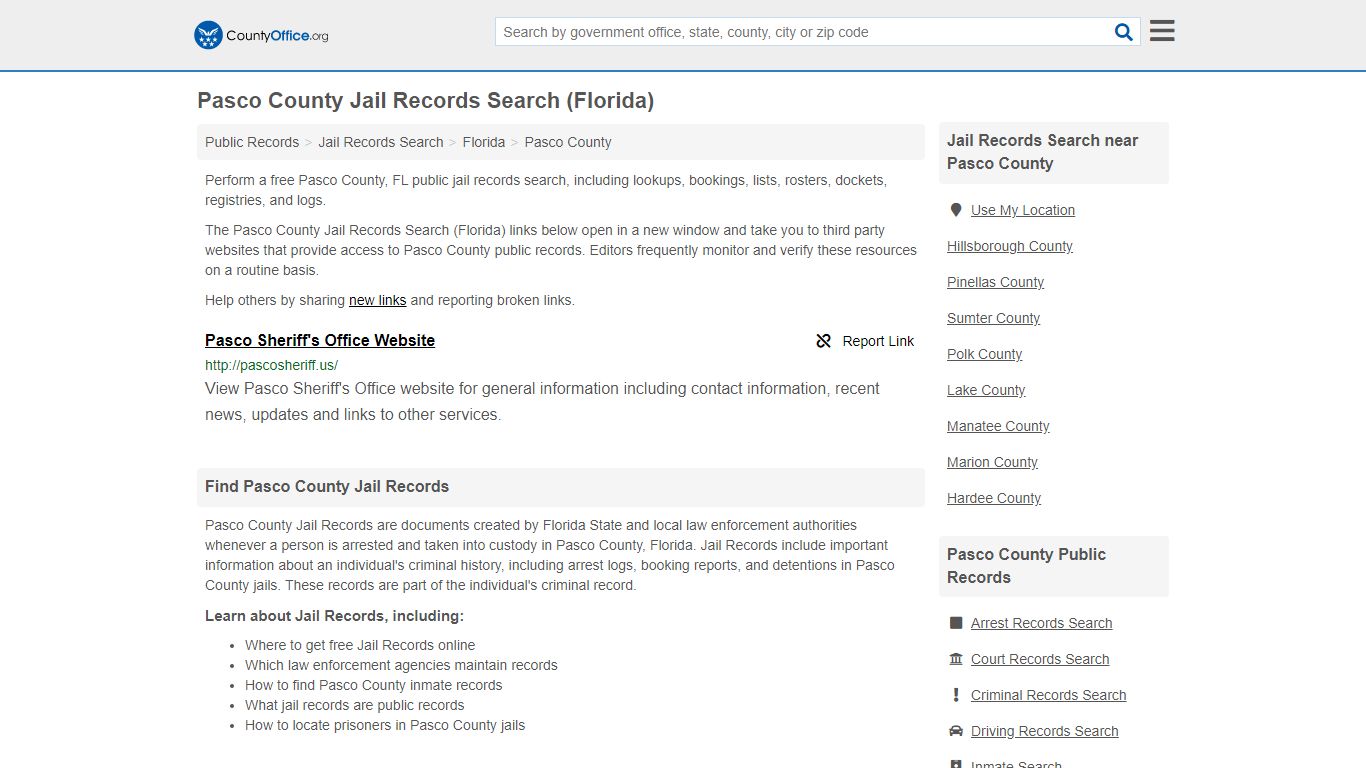 Jail Records Search - Pasco County, FL (Jail Rosters ...